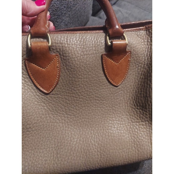 Vintage Dooney & Bourke Leather Satchel Bag Taupe Shoulder Purse No Charm - Picture 8 of 11